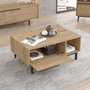 Hanah Home On2-S Mesa de Centro Moderna en Nogal con Patas de Metal, 90x37.6x60 cm
